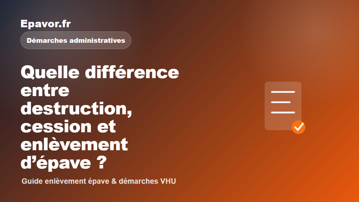 Quelle différence entre destruction, cession et enlèvement d’épave ?